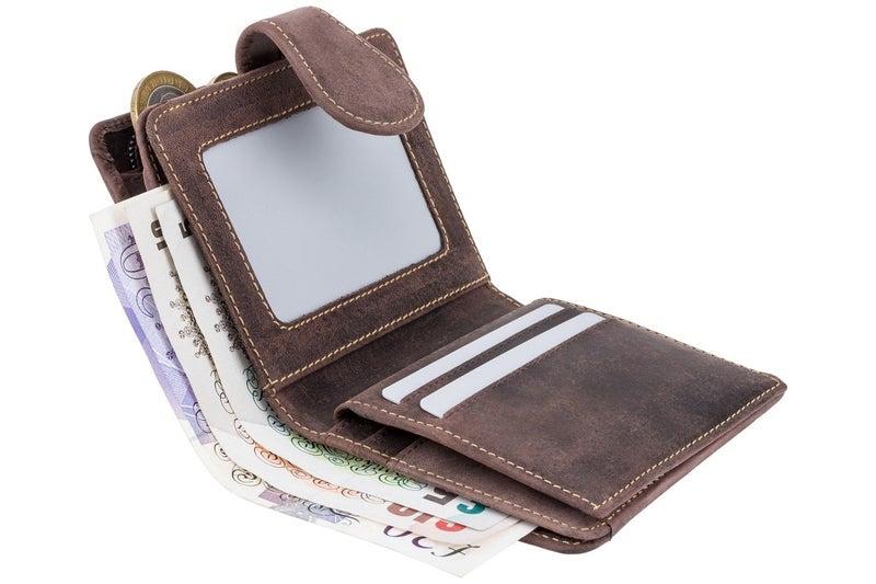 Visconti Hunter 715 Mens Bifold Wallet with Zippered Coin Purse in Oil Leather (Brown) - Image 2